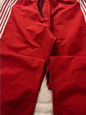 Men’s Red Athletic Track Pants with White Stripe